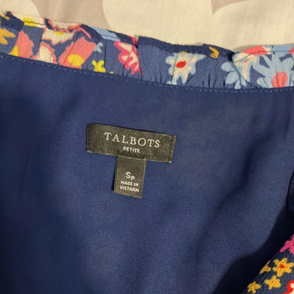 Talbots long sleeve ruffle neck floral cheerful dress EUC - Picture 6 of 12